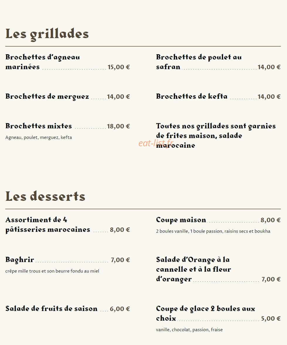 Les Saveurs de Marrakech — carte page 4