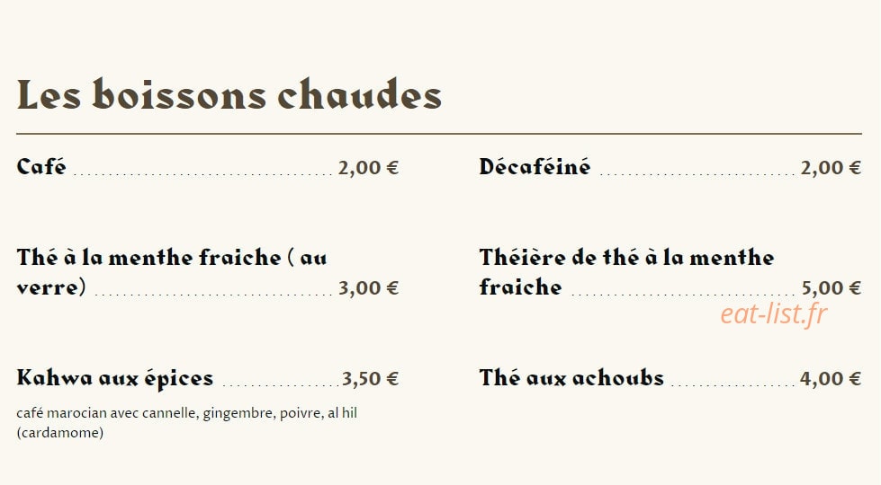 Les Saveurs de Marrakech — carte page 8