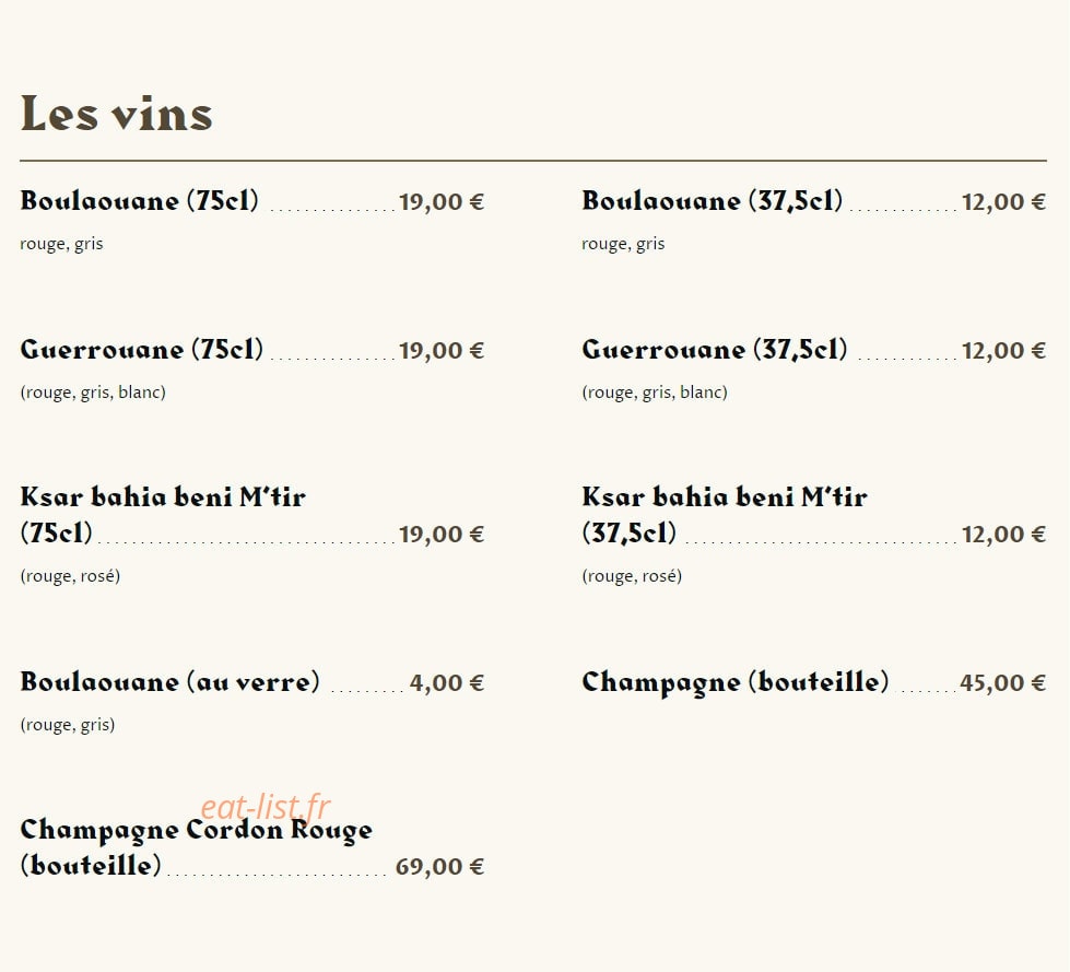 Les Saveurs de Marrakech — carte page 6
