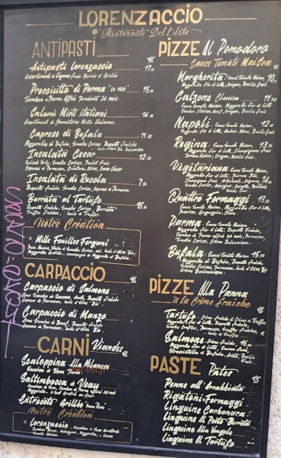 Lorenzaccio Ristorante Dell'Arte — carte page 1