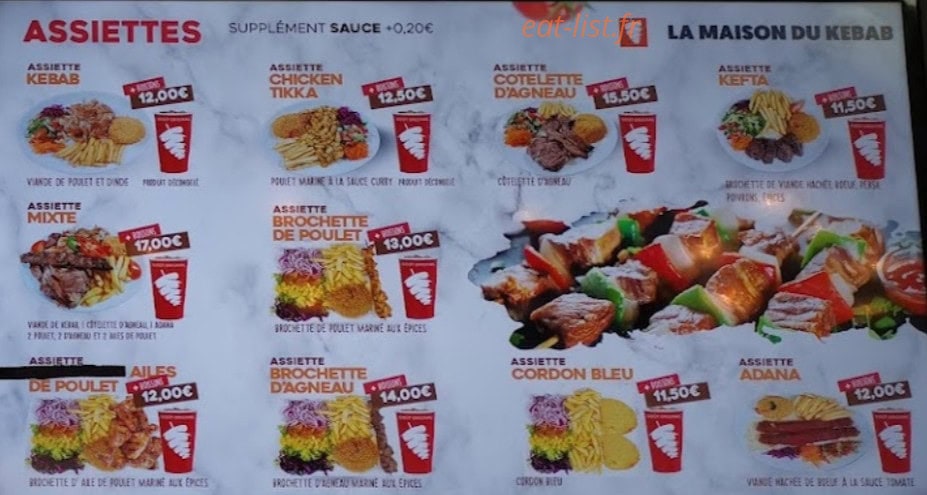 Maison Du Kebab — carte page 1