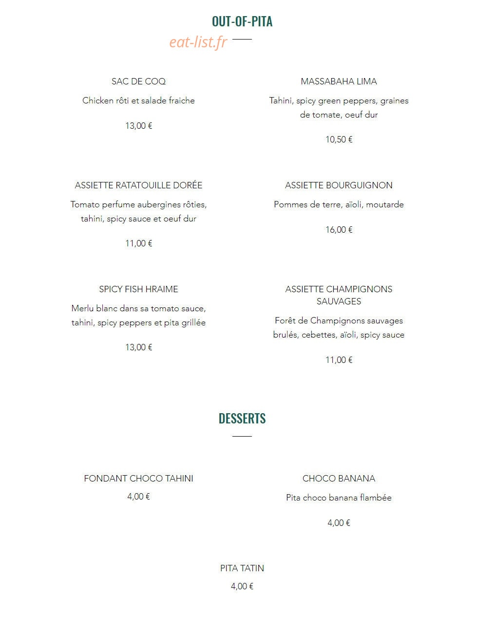 Miznon — carte page 3