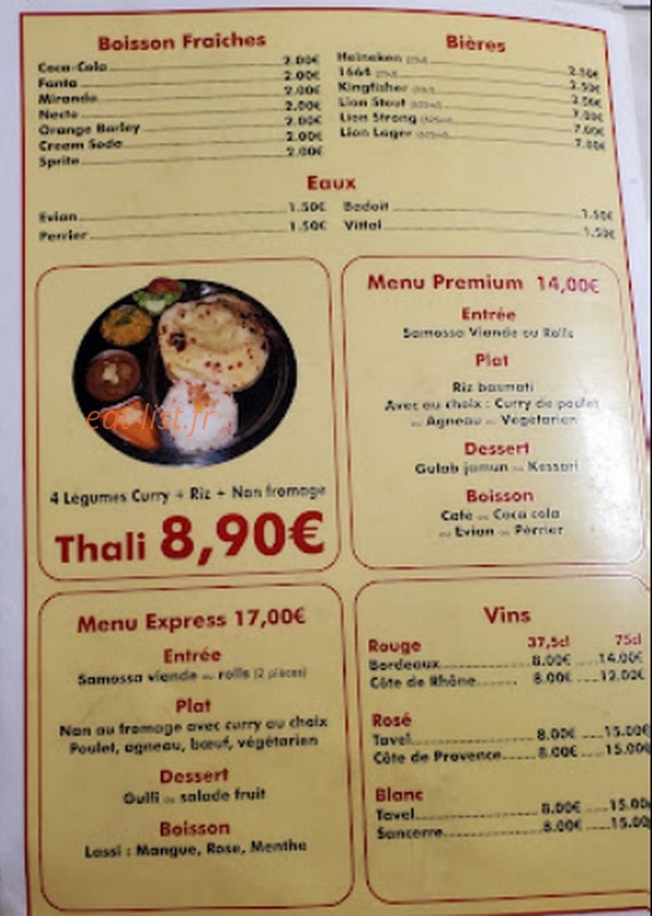 Naina Restaurant — carte page 3