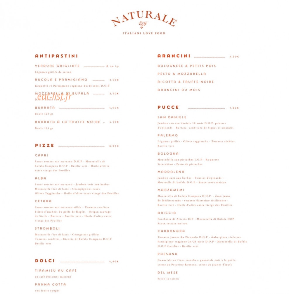 Naturale — carte page 1