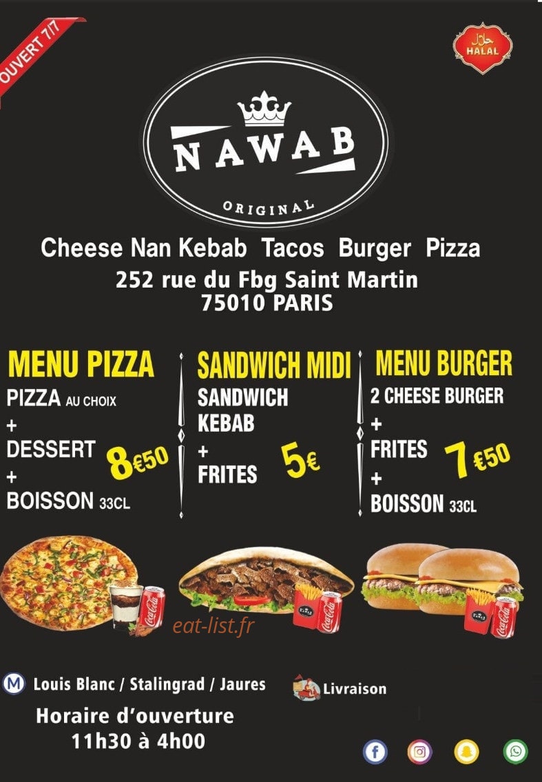 Nawab kebab — carte page 1