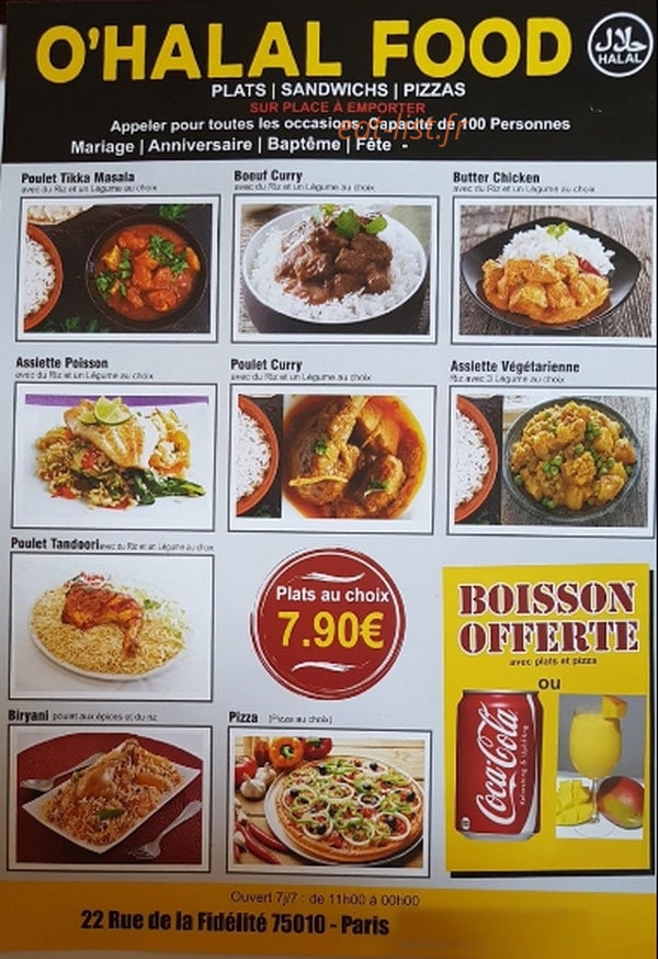 O'Halal Food — carte page 1