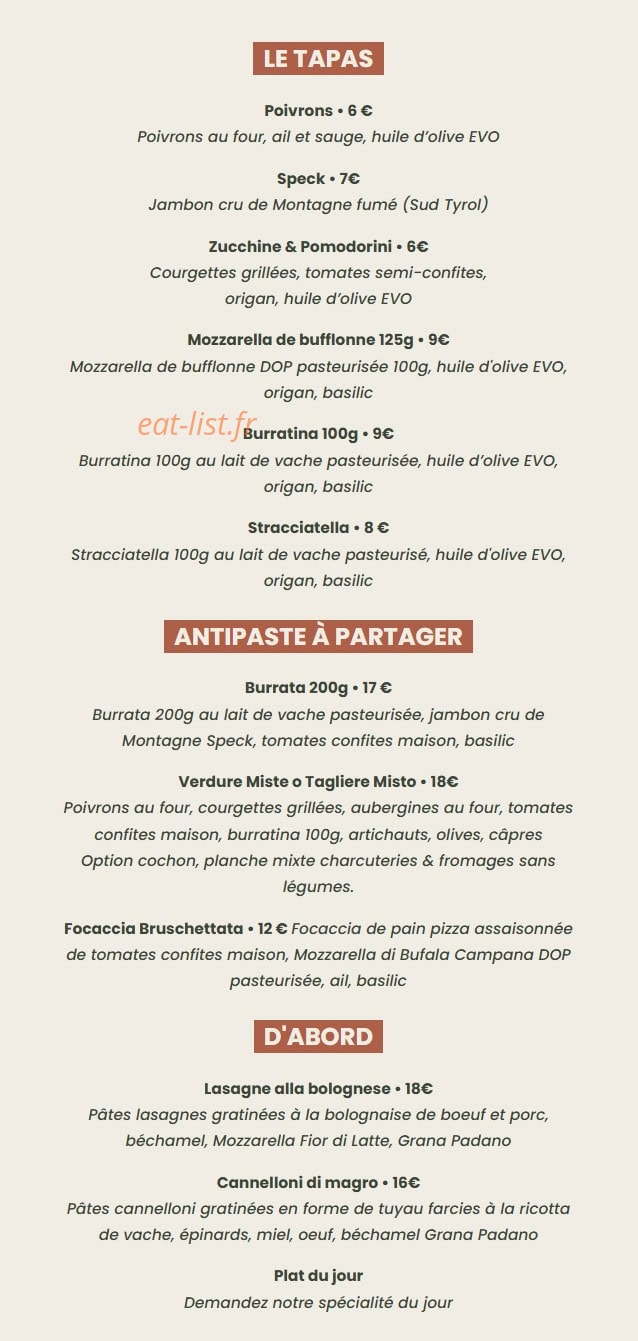 Ottobre Pizzeria — carte page 3