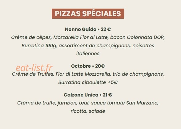 Ottobre Pizzeria — carte page 5