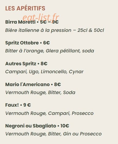 Ottobre Pizzeria — carte page 8