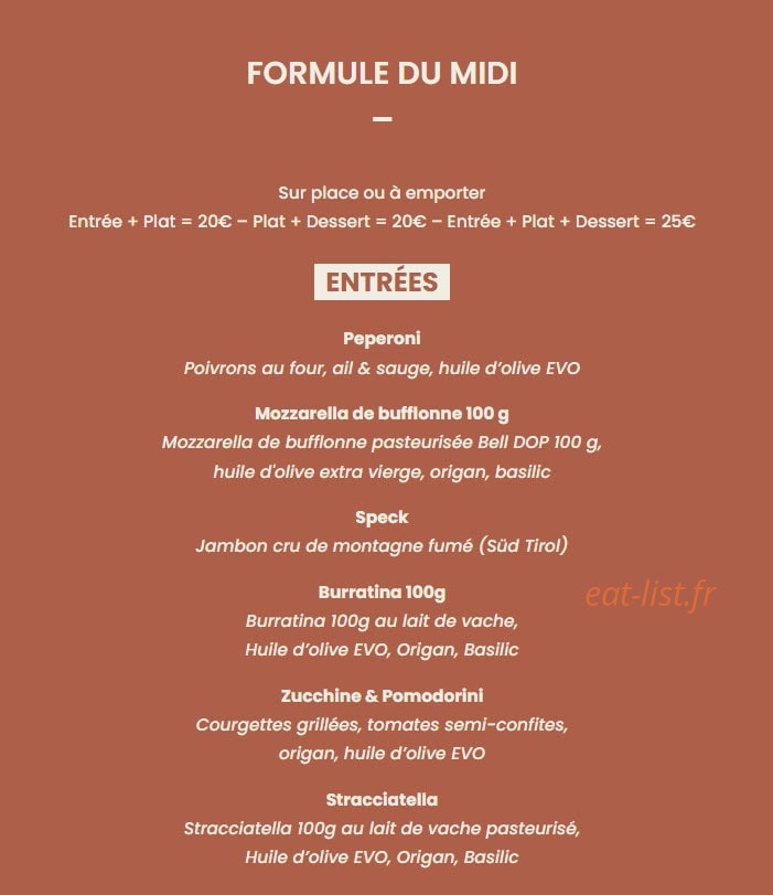 Ottobre Pizzeria — carte page 1