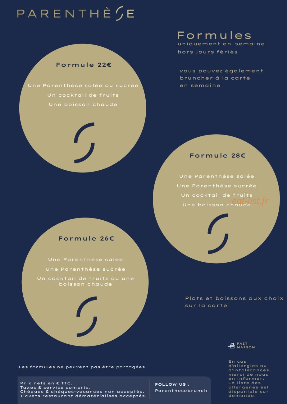 Parenthèse eat & drink — carte page 3