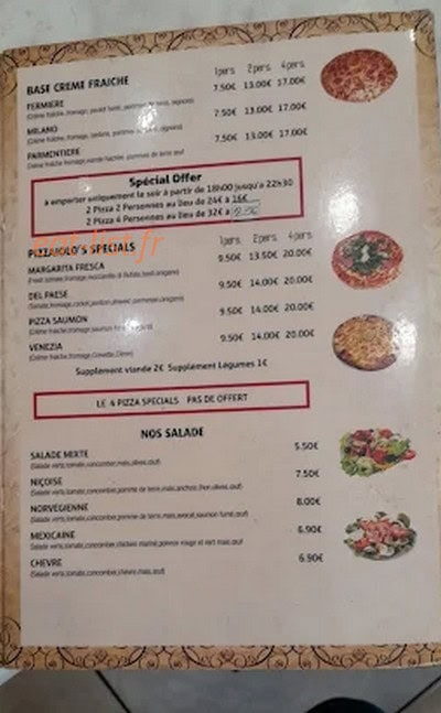 Pizzeria Bella Italia — carte page 3
