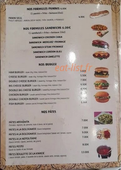 Pizzeria Bella Italia — carte page 1