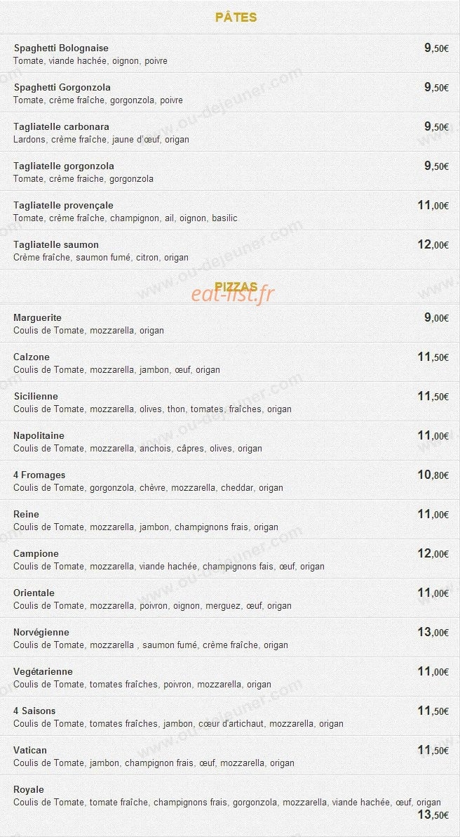 Pizzeria La Grange — carte page 3