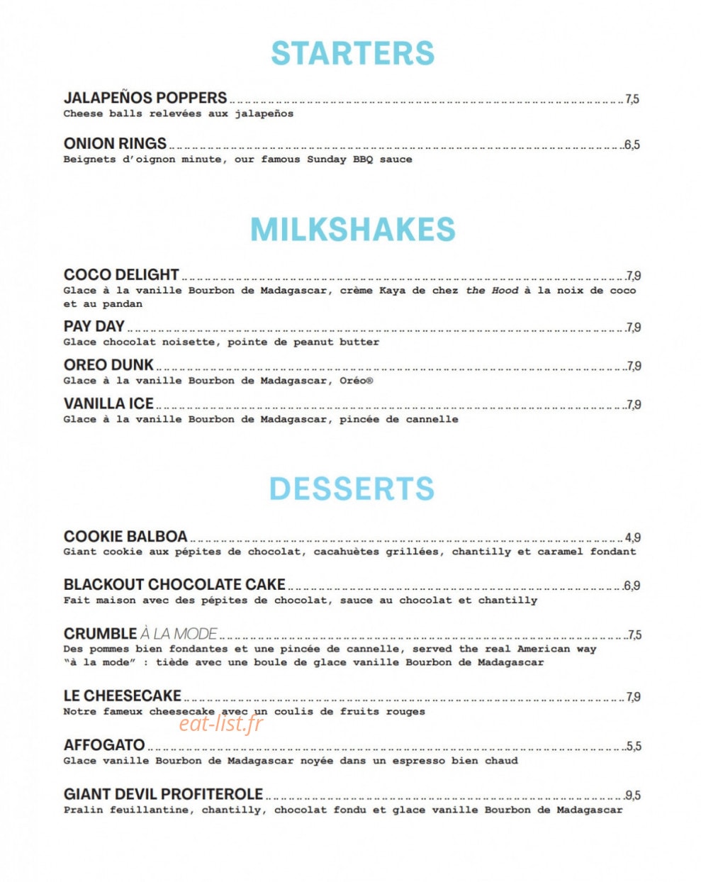 Pny Burger — carte page 2