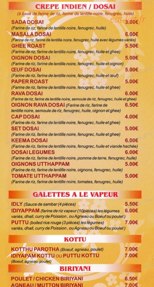 Restaurant Chettinadu — carte page 3