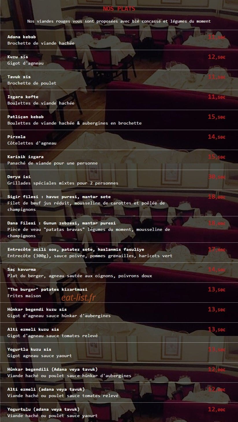 Restaurant Derya — carte page 3