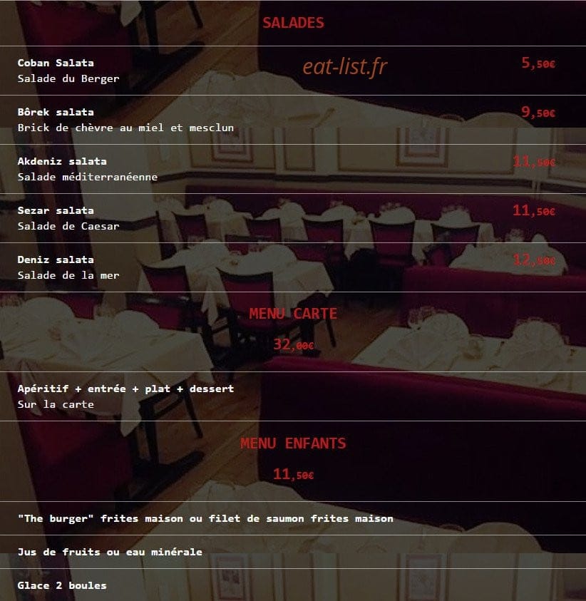 Restaurant Derya — carte page 2