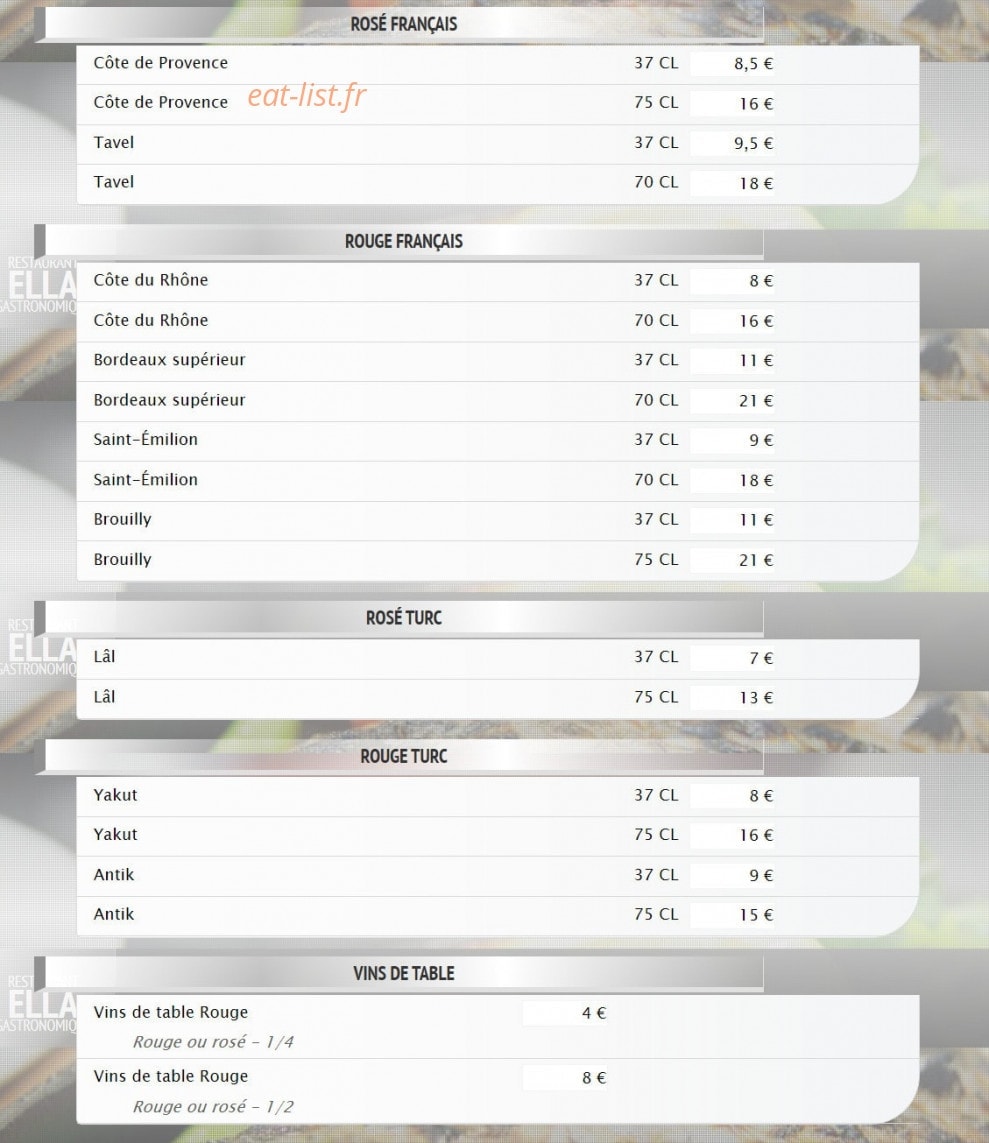 Restaurant Ella — carte page 5