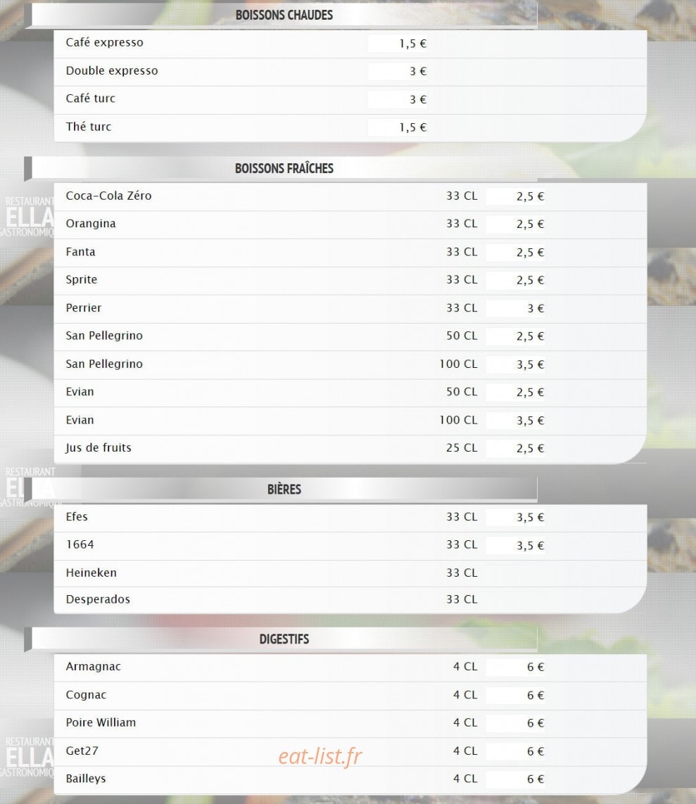 Restaurant Ella — carte page 4