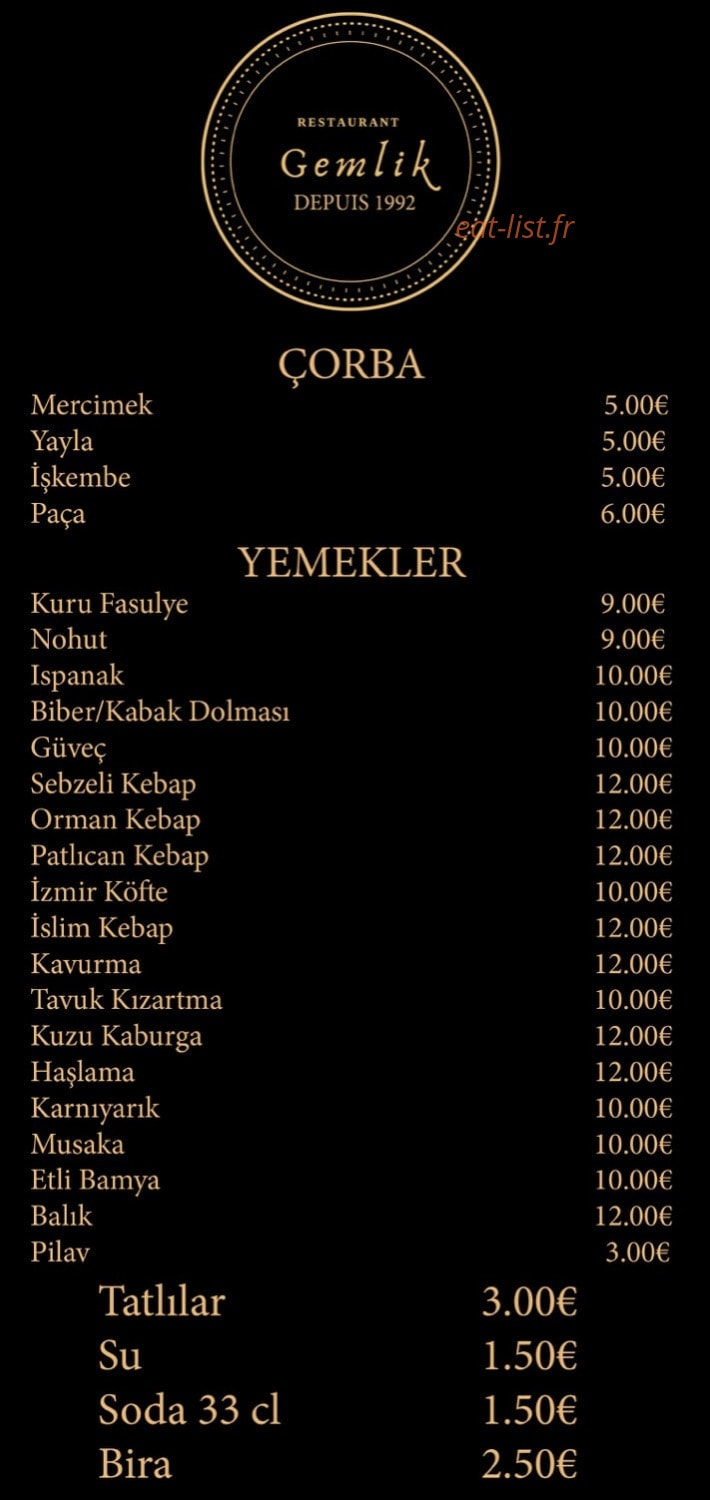 Restaurant Gemlik — carte page 2