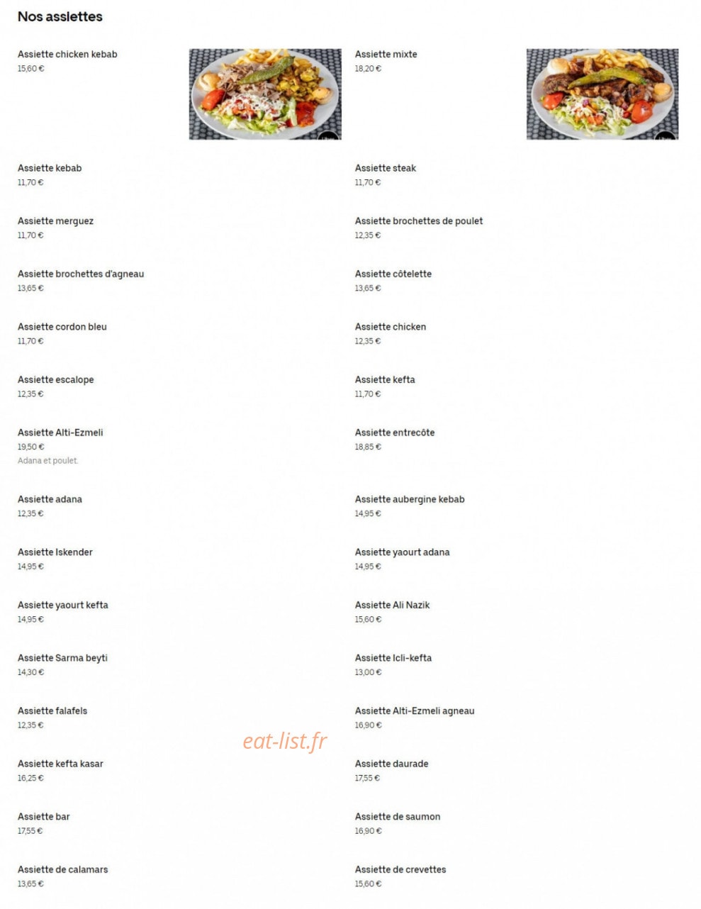 Restaurant Istanbul — carte page 2