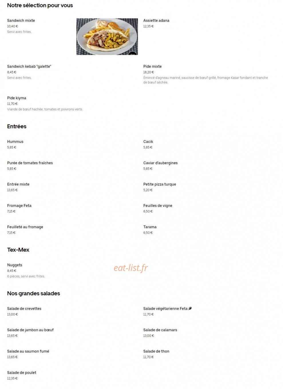 Restaurant Istanbul — carte page 1