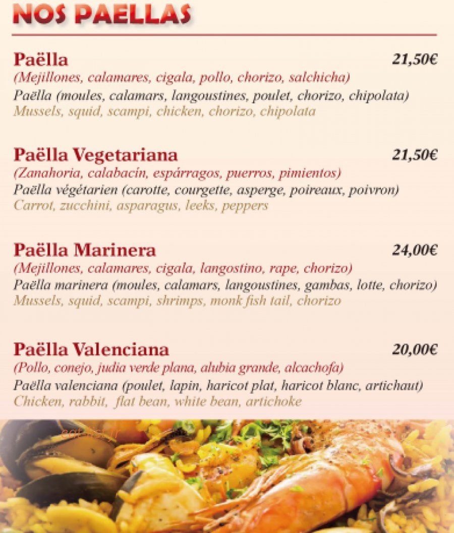 Restaurant La Paella — carte page 4