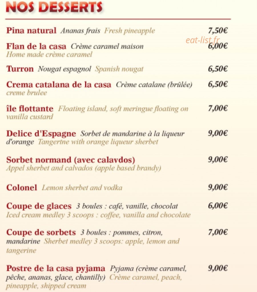 Restaurant La Paella — carte page 5