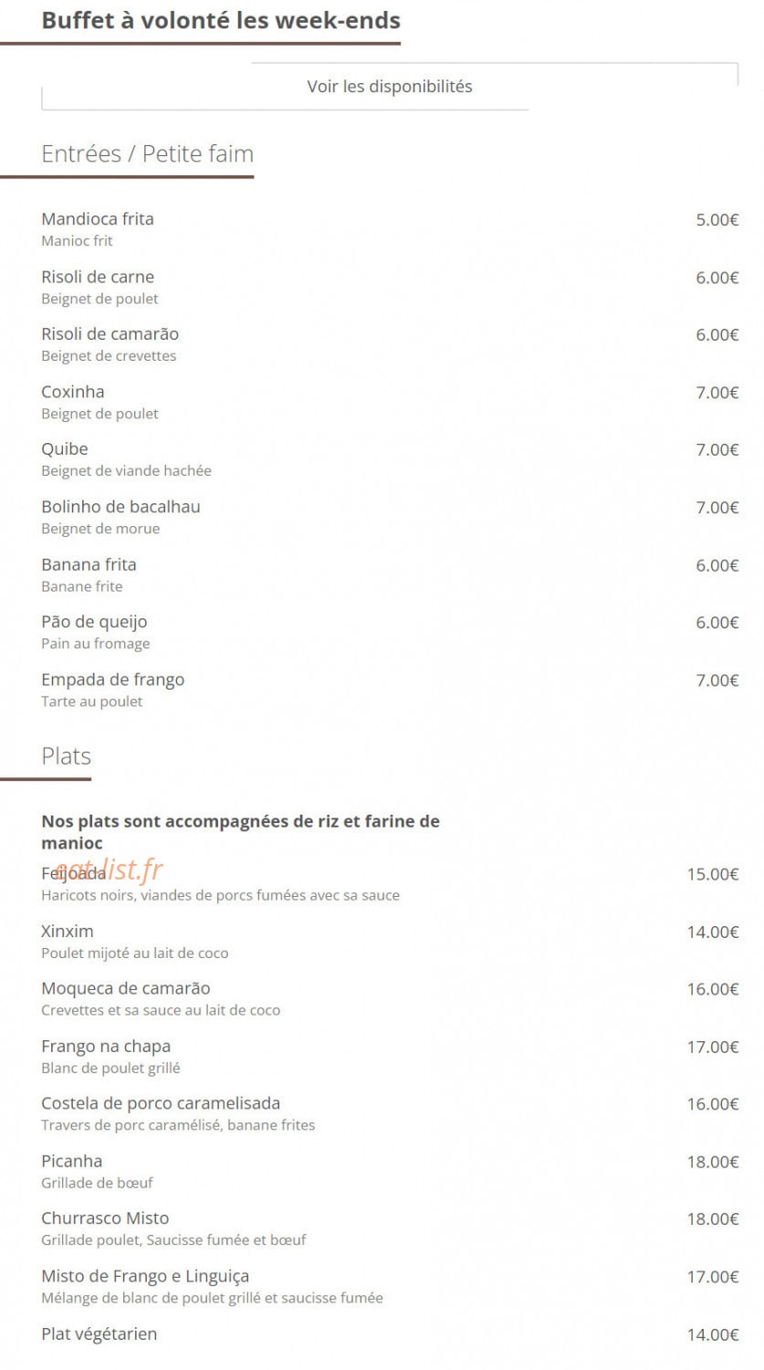 Rodizio O Brazil — carte page 1