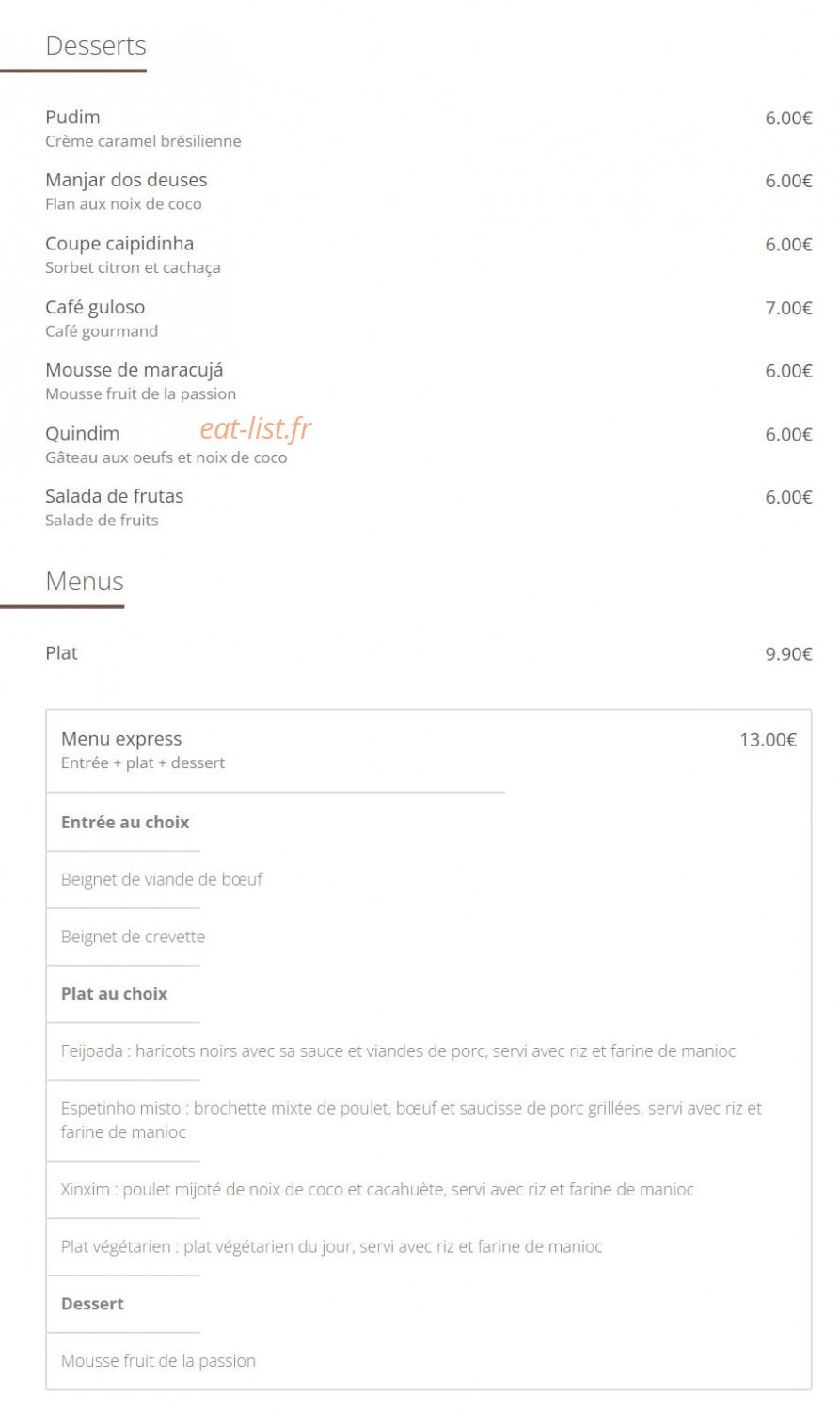 Rodizio O Brazil — carte page 2