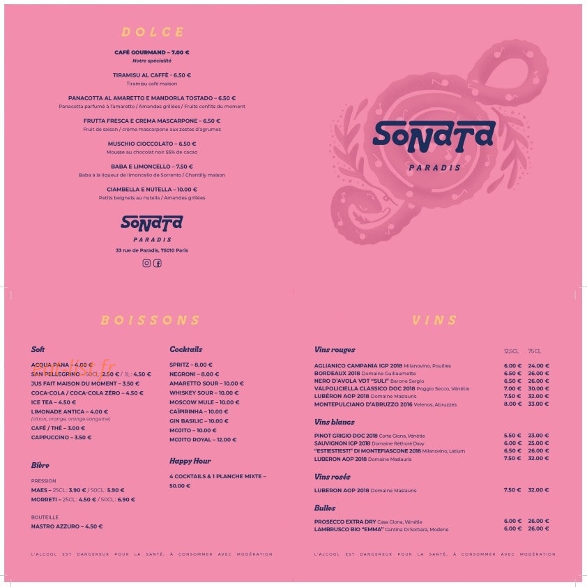 Sonata Paradis — carte page 2