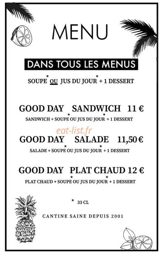 Soup & Juice — carte page 1