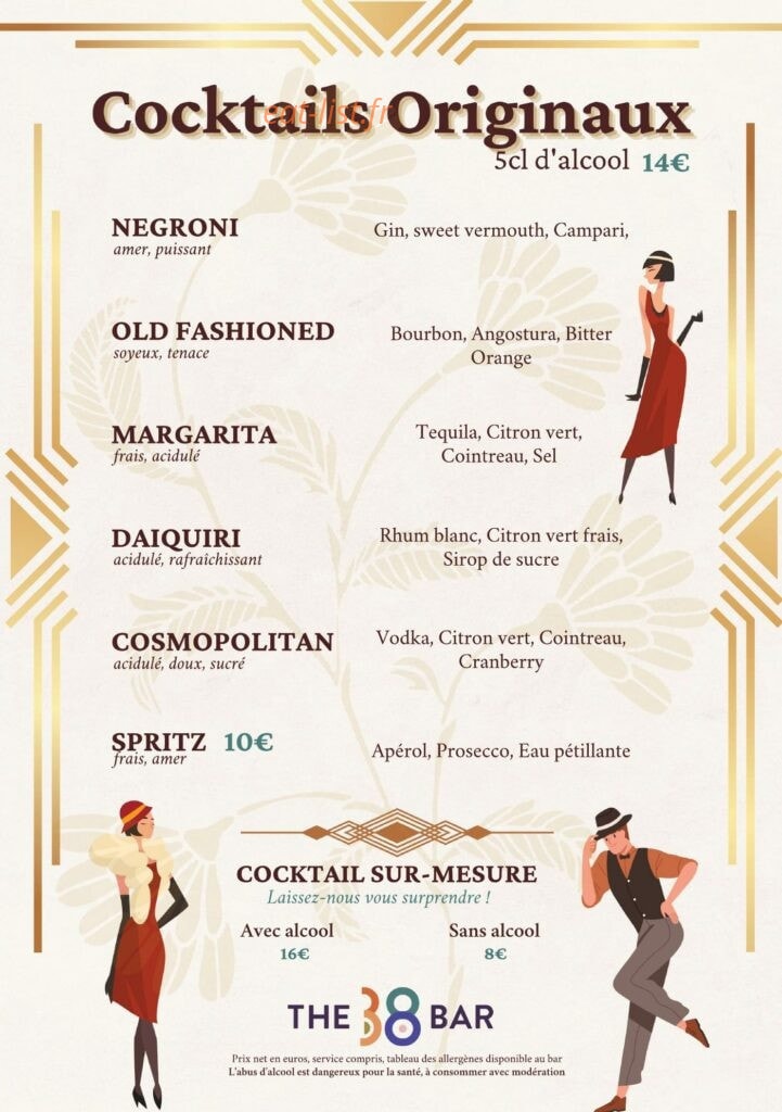 The 38 Bar — carte page 3