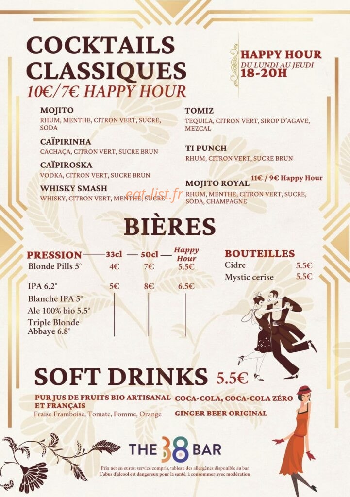 The 38 Bar — carte page 5