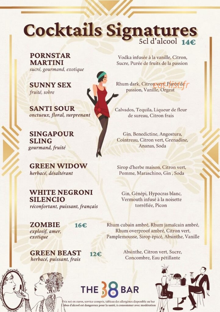 The 38 Bar — carte page 4