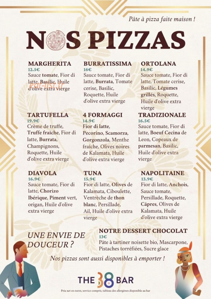 The 38 Bar — carte page 1