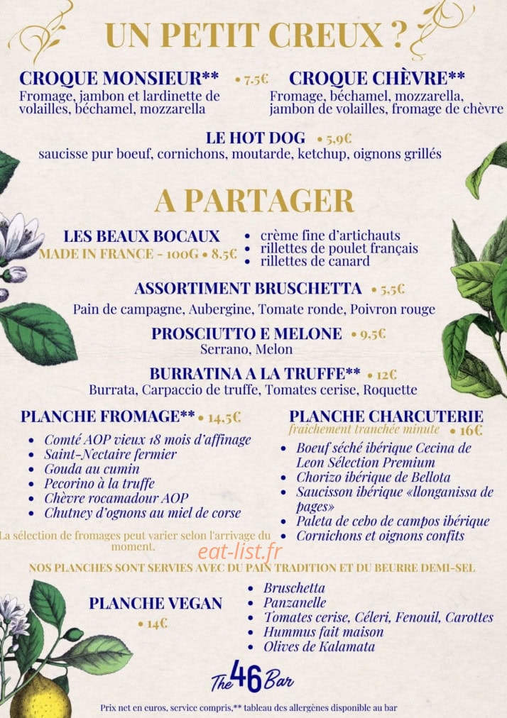 The 46 Bar — carte page 5