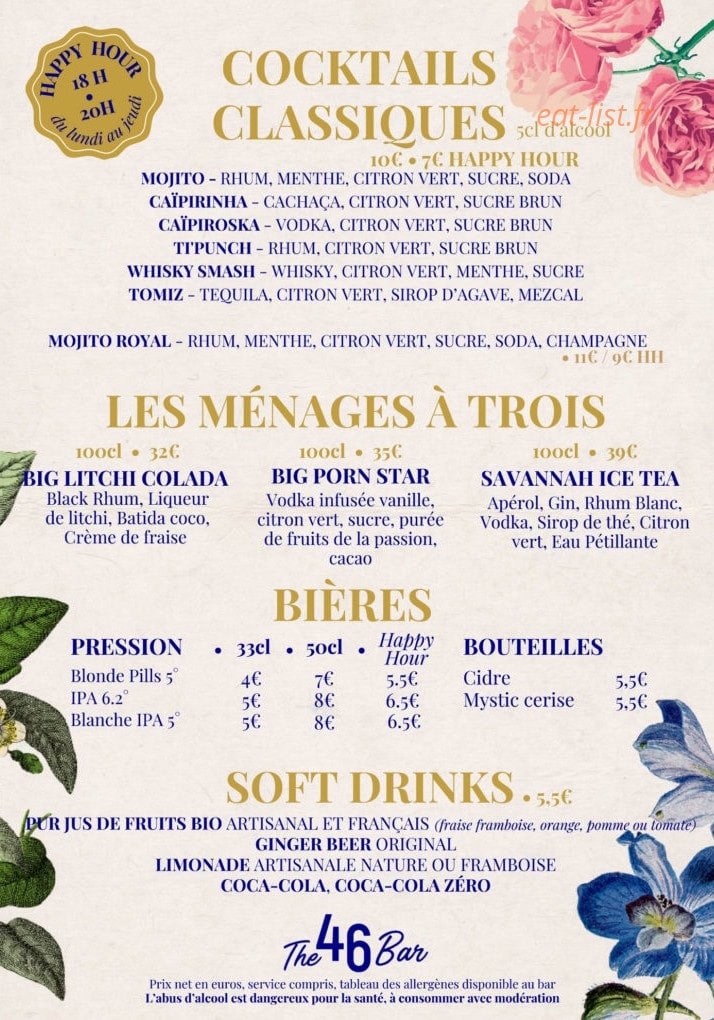 The 46 Bar — carte page 3