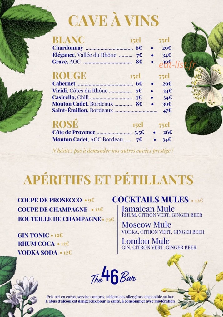 The 46 Bar — carte page 4