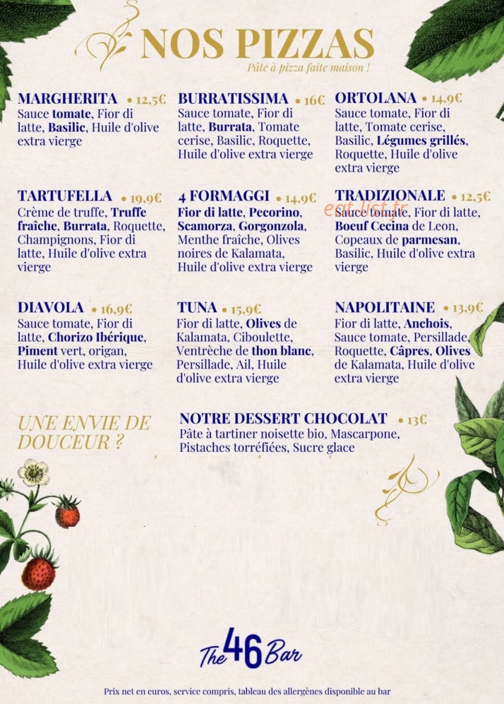 The 46 Bar — carte page 1