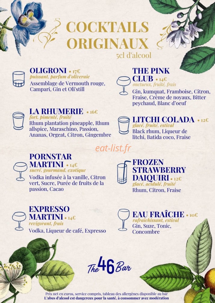 The 46 Bar — carte page 2