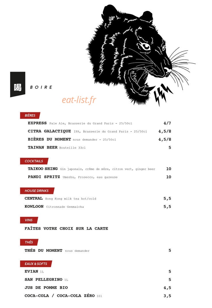 Tiger Tiger — carte page 2