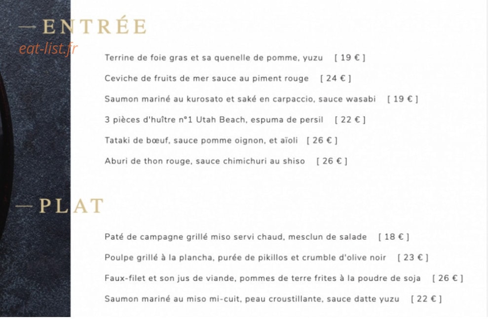 To Restaurant — carte page 1