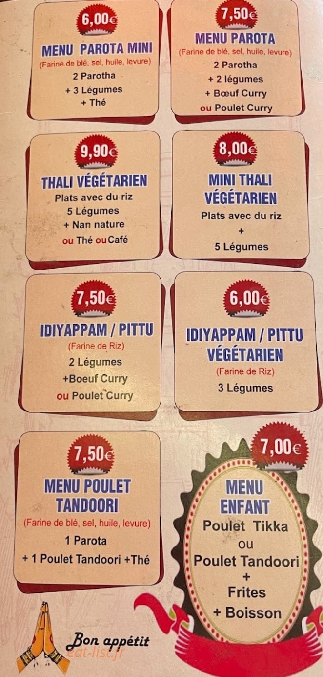 Vishnu Café — carte page 1