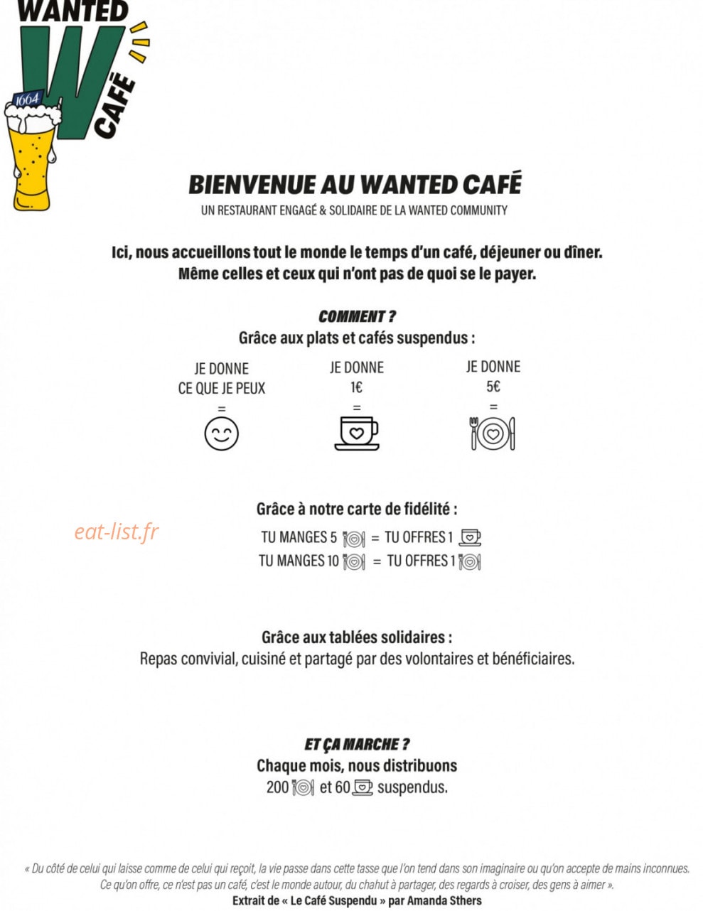 Wanted Café — carte page 1