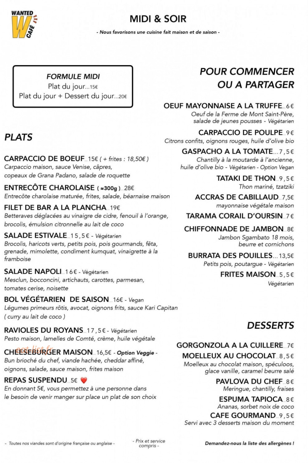 Wanted Café — carte page 2