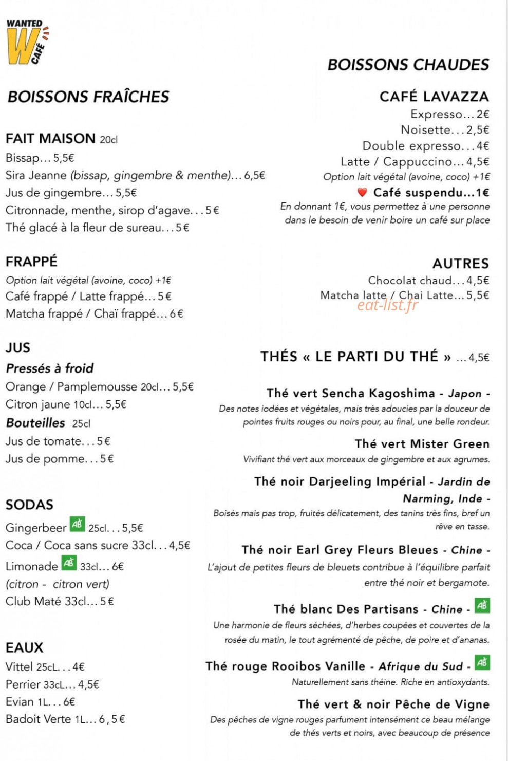 Wanted Café — carte page 4