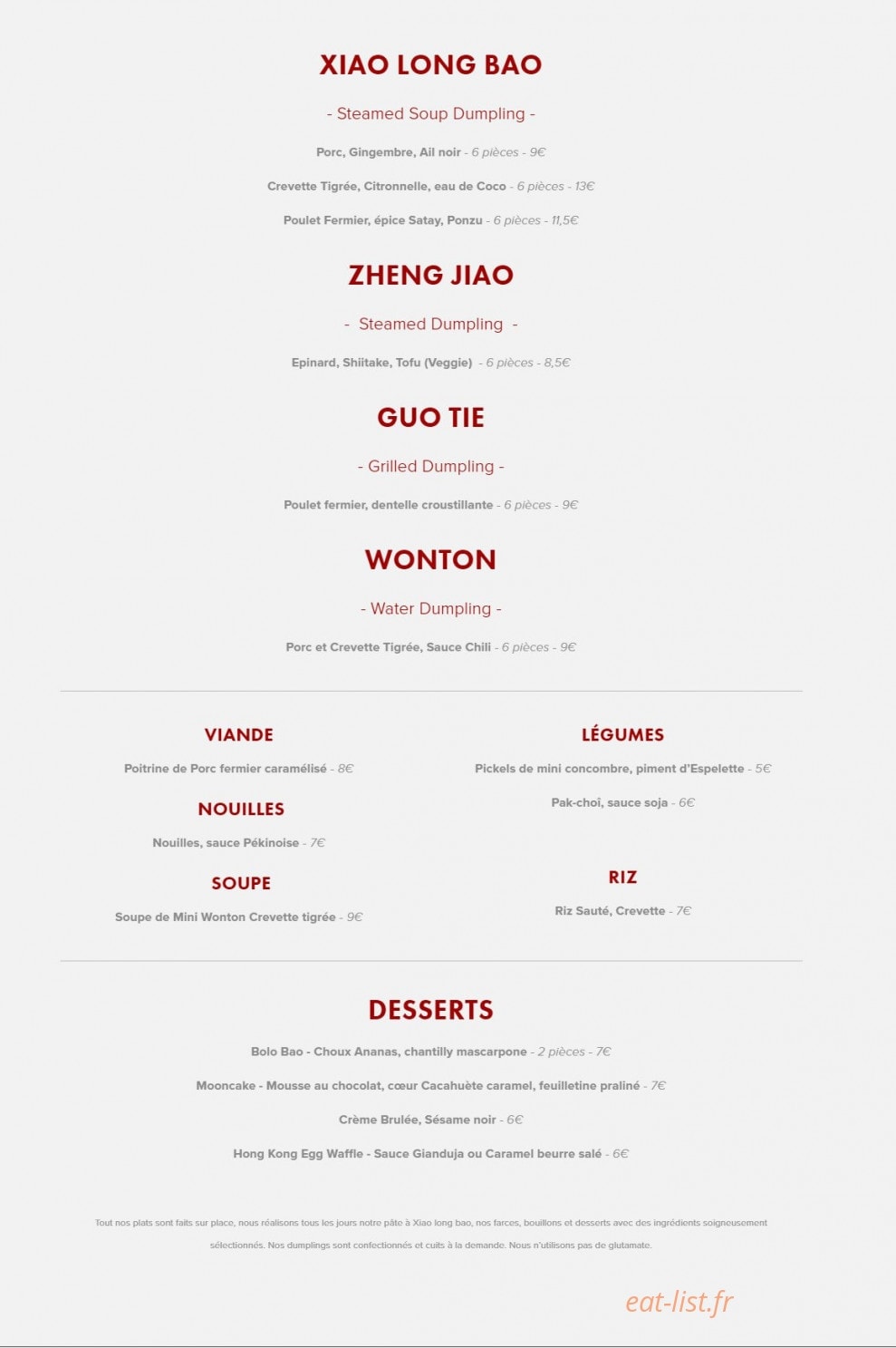 21G Dumpling — carte page 1