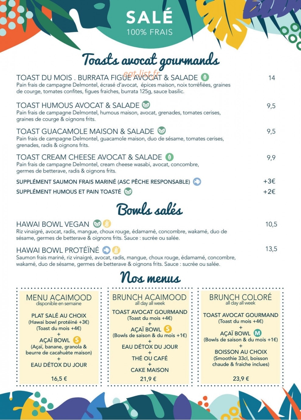 Açaï & You — carte page 3